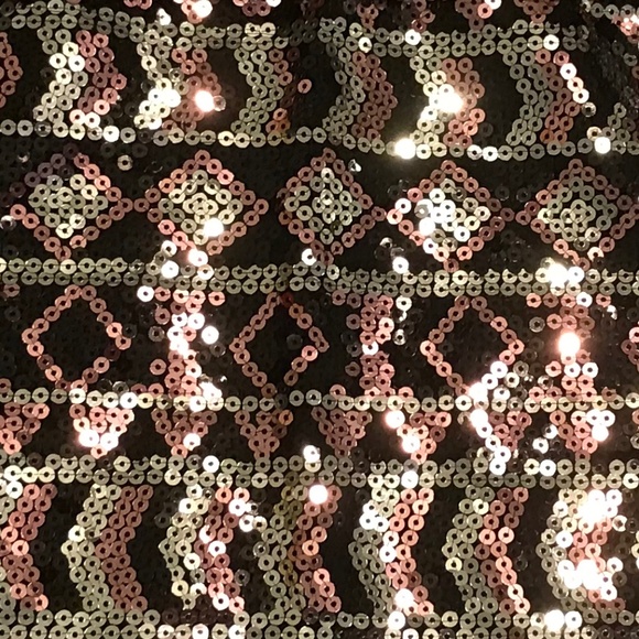 NWT H&M sequined geometric pink, white & black pull-on stretchy mini skirt (M) - Picture 10 of 10